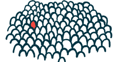 An illustration of a single person highlighted amid large group of people serves as an image of rare diseases.