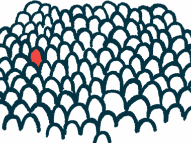 An illustration of a single person highlighted amid large group of people serves as an image of rare diseases.