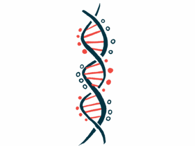 An illustration shows genes along a strand of DNA.