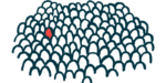 A single red figure is shown in a crowd in this illustration of rare.