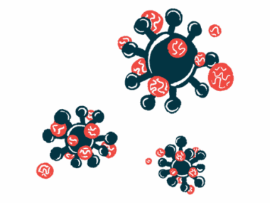 An illustration shows a close-up view of three cells in red and black.