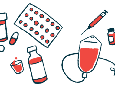 An array of different drug types are pictured, including oral medications and an intravenous therapy bag.